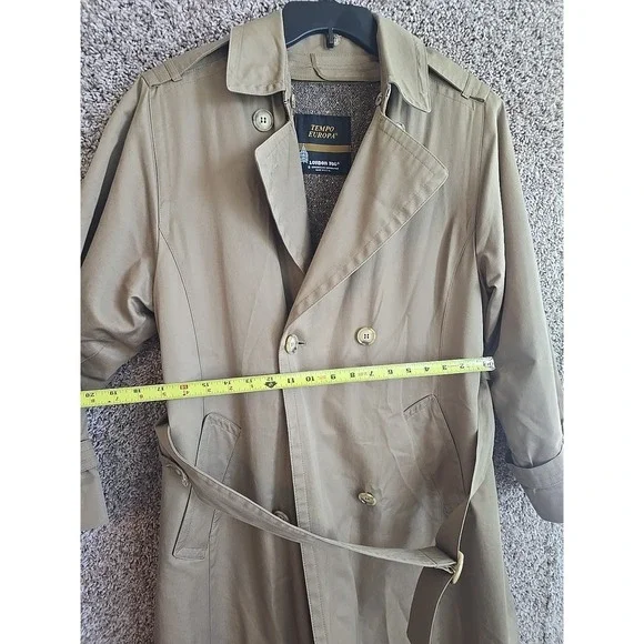 Vintage London Fog Tempo Europa Beige Double Breasted Trench Coat 10 Reg. Wool - Picture 9 of 16